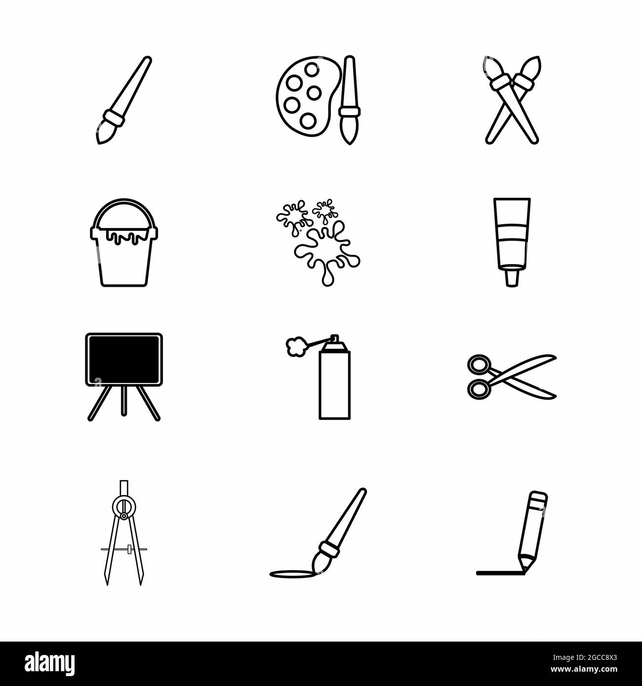 Icon Vector of Painting Set - Line Style - simple illustration ...