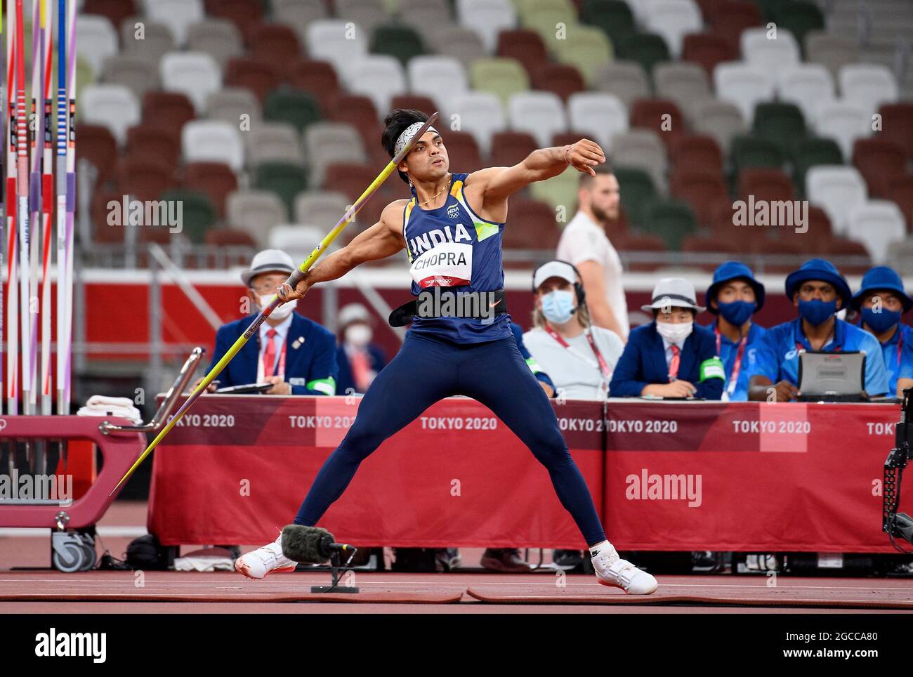 Tokyo, Japan. 07th Aug, 2021. Neeraj CHOPRA (IND), action, winner