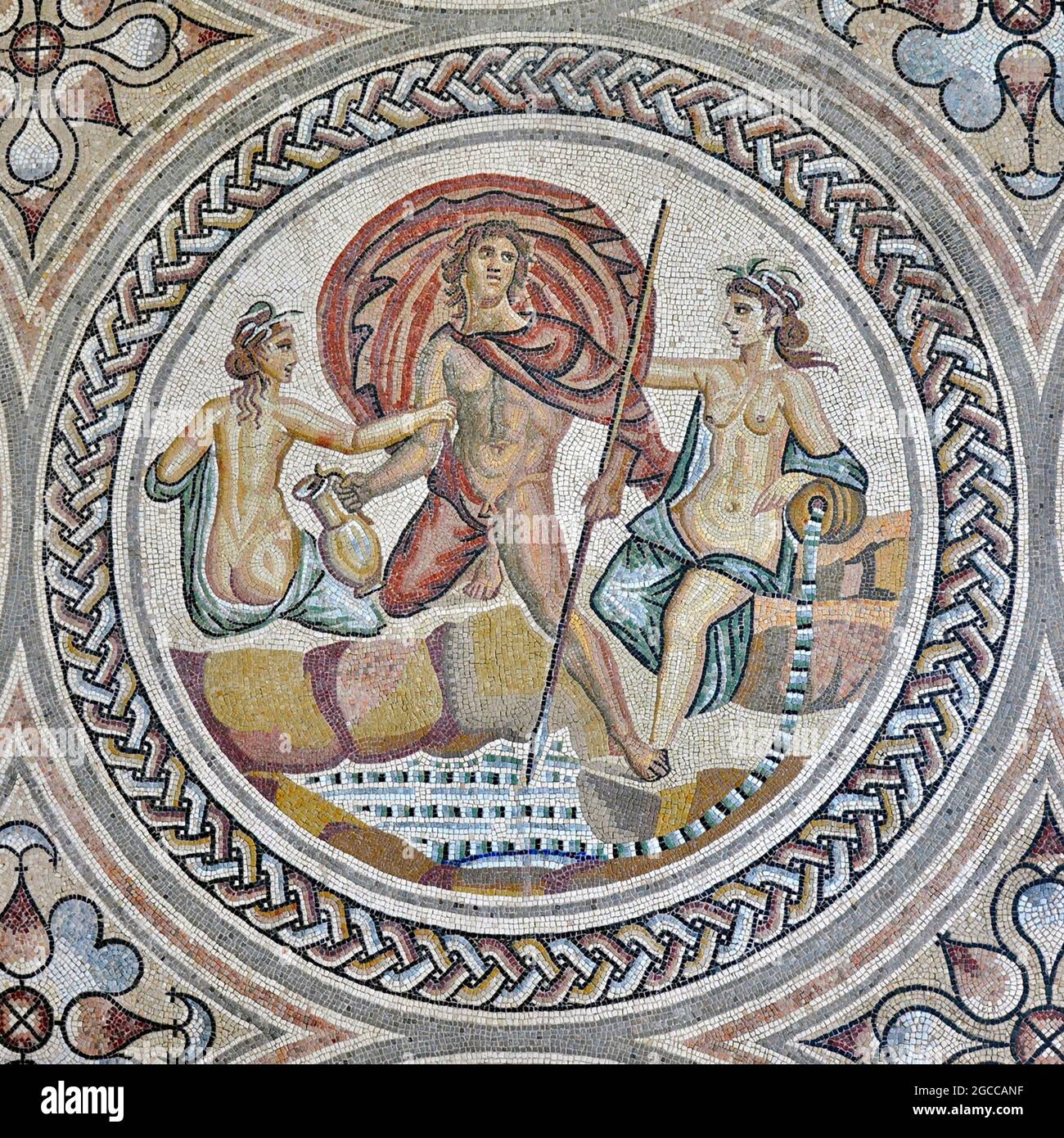 Mosaic Art - Hylas and the Nymphs - Saint Romain en Gal, France Stock Photo