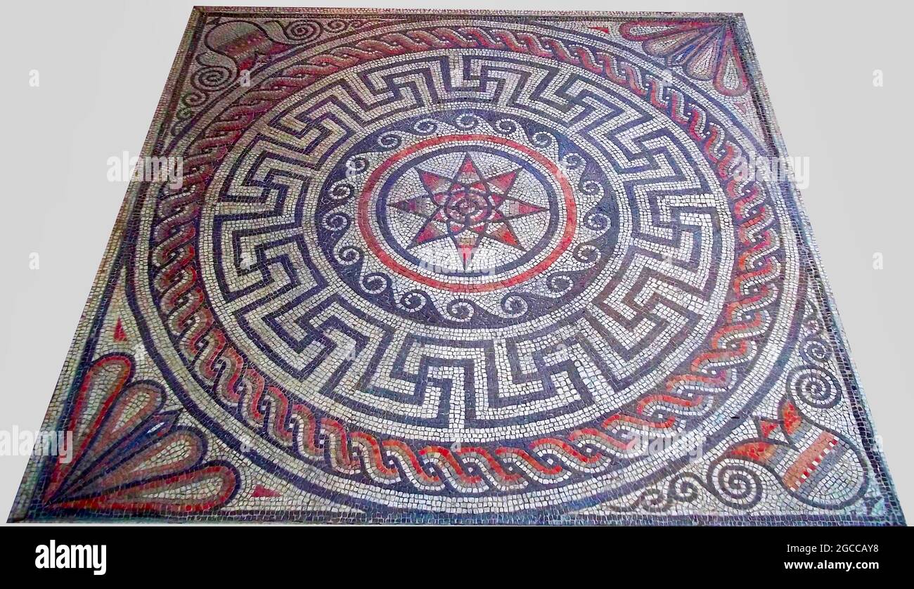 Mosaic Art - Sparsholt Villa mosaic - Winchester Museum Stock Photo
