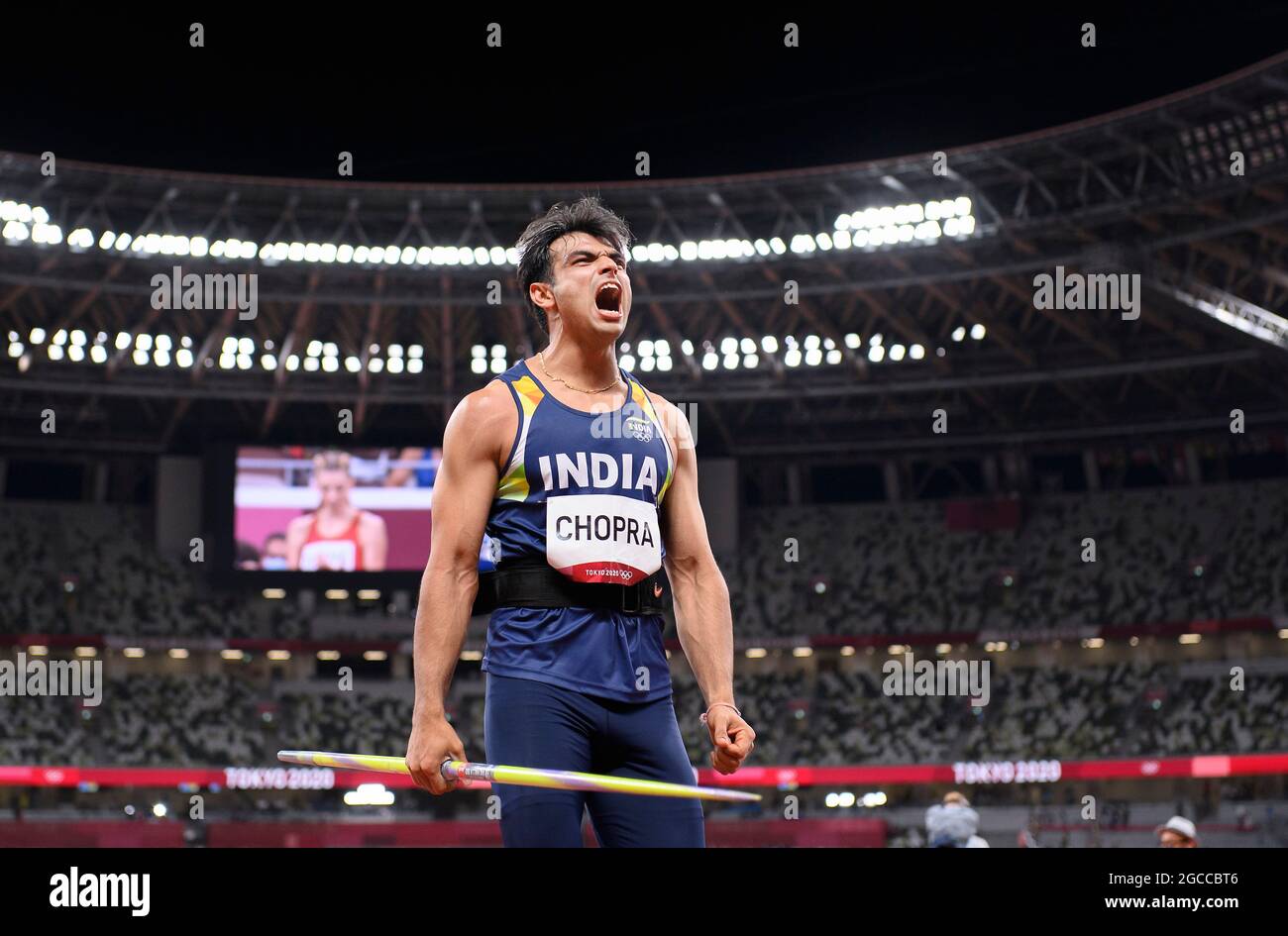 Tokyo, Japan. 07th Aug, 2021. Neeraj CHOPRA (IND), Action, Emotion