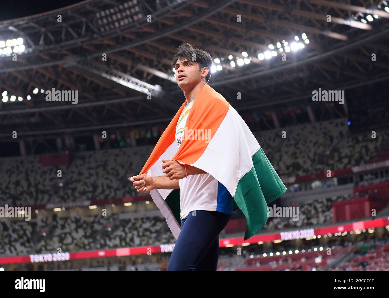 Tokyo, Japan. 07th Aug, 2021. Neeraj CHOPRA (IND), jubilation, cheering