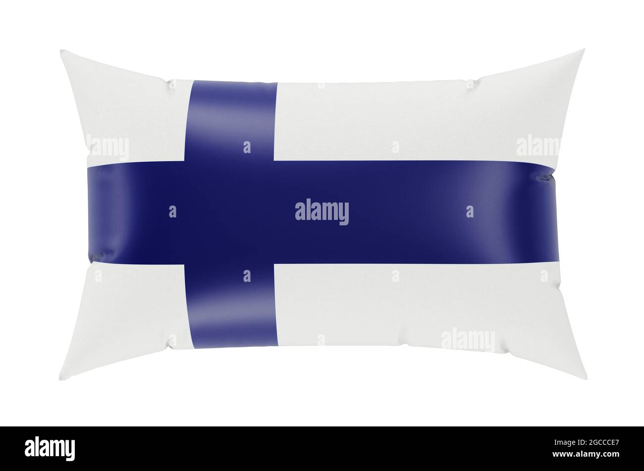 Pillow with Finnish flag, 3D rendering isolated on white background ...