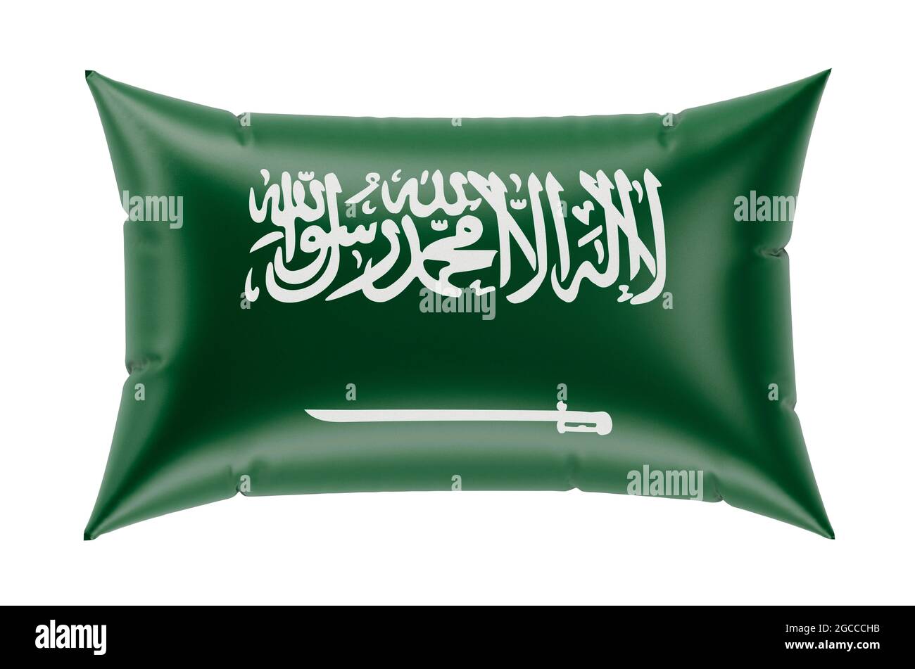 Pillow with Saudi Arabian flag, 3D rendering isolated on white ...
