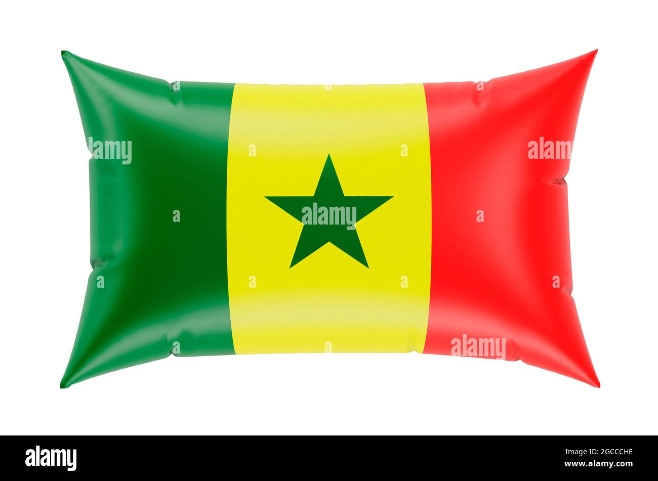 Pillow with Senegalese flag, 3D rendering isolated on white background ...