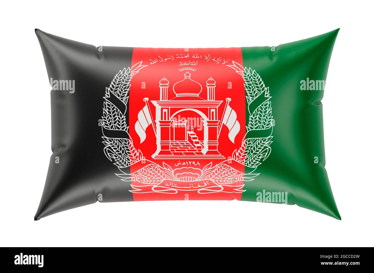 Pillow with Afghan flag, 3D rendering isolated on white background ...