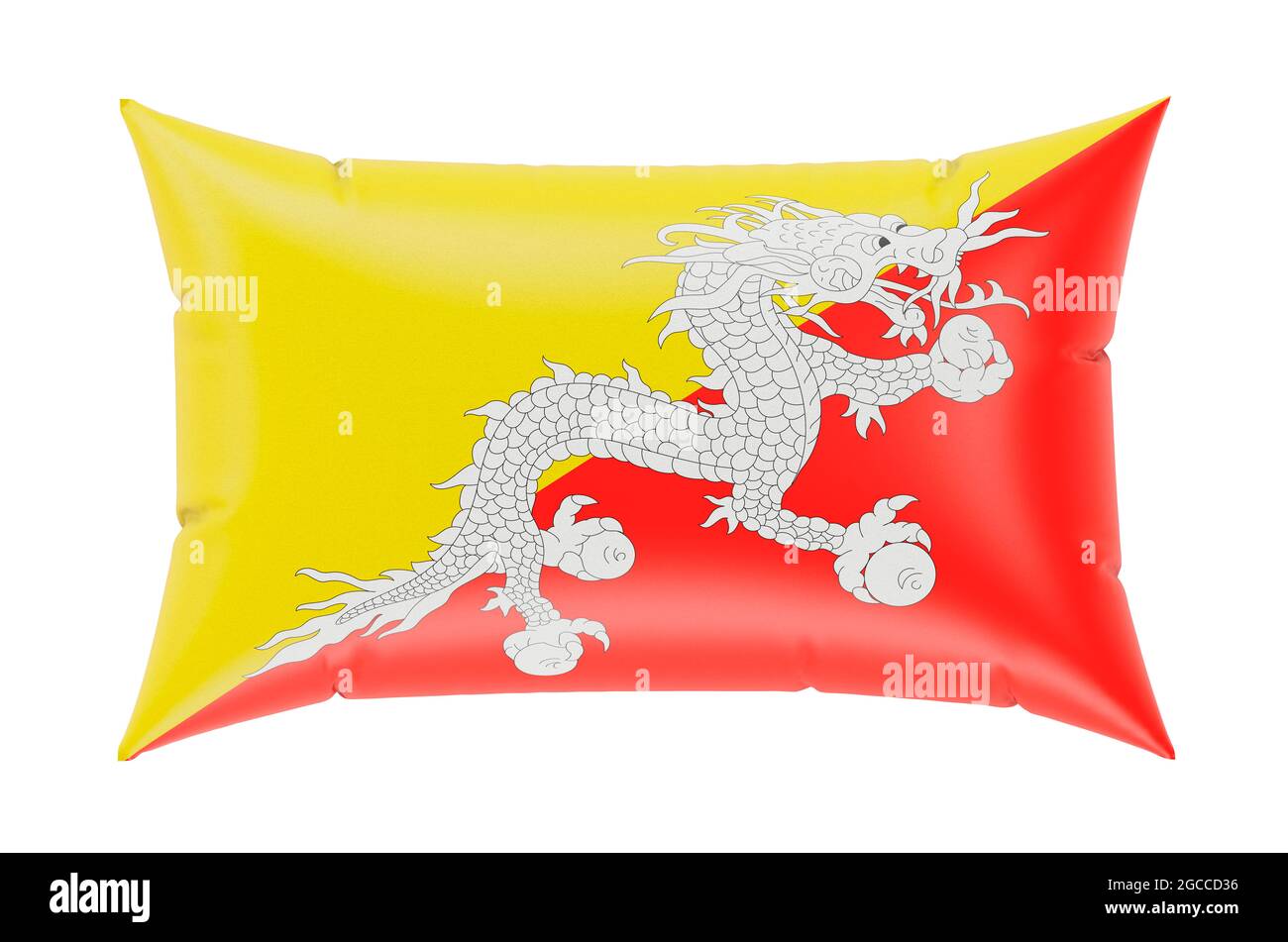 Pillow with Bhutanese flag, 3D rendering isolated on white background ...