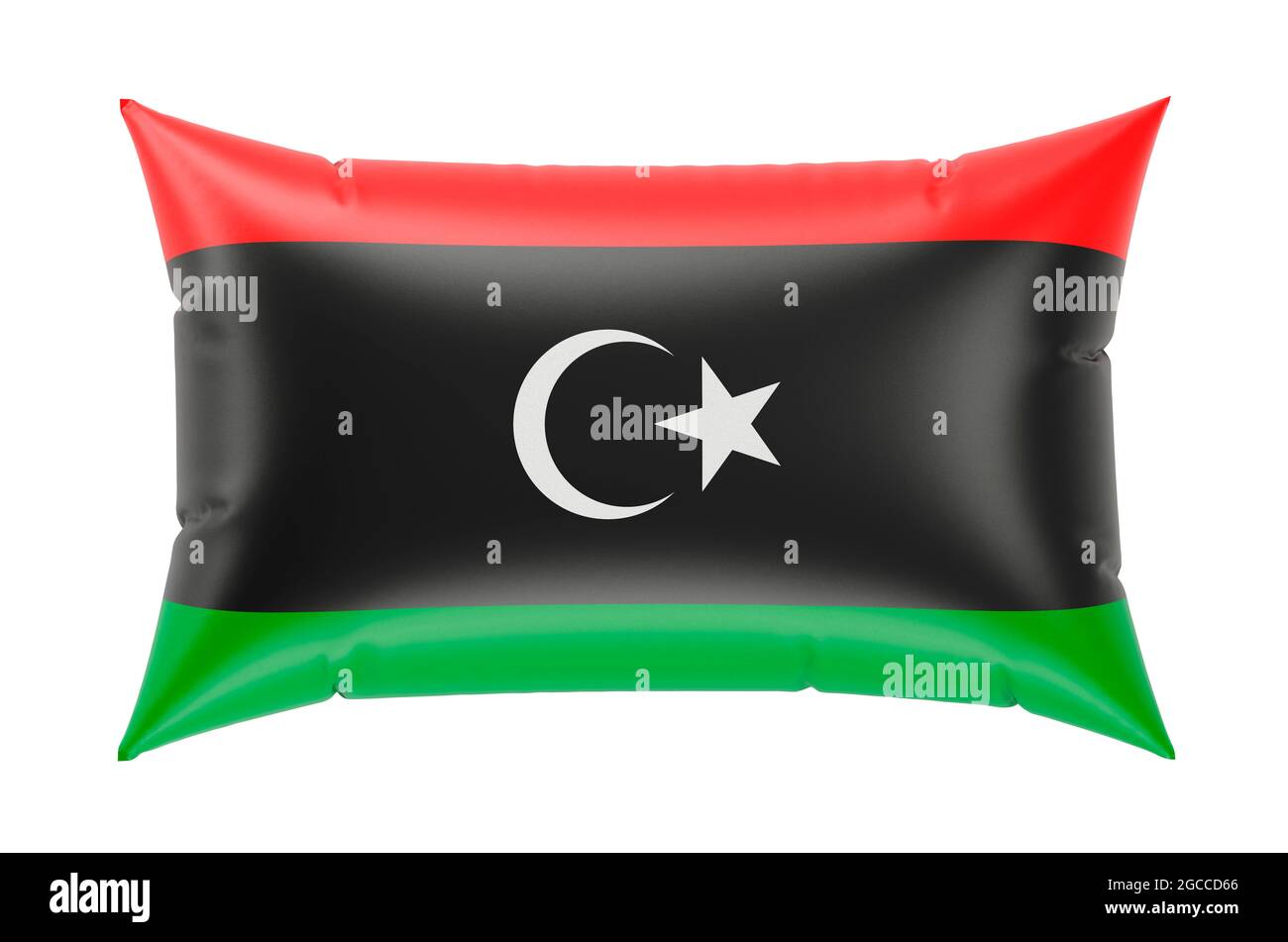 Pillow with Libyan flag, 3D rendering isolated on white background ...