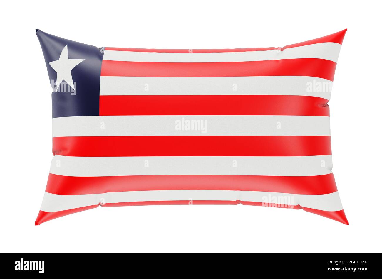 Pillow with Liberian flag, 3D rendering isolated on white background ...