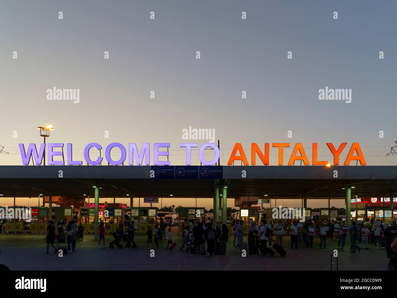 Antalya, Turkey - 4 August 2021: Vacationers and tourists arrive in Antalya resorts. Rest and travel in Turkey. High quality photo Stock Photo