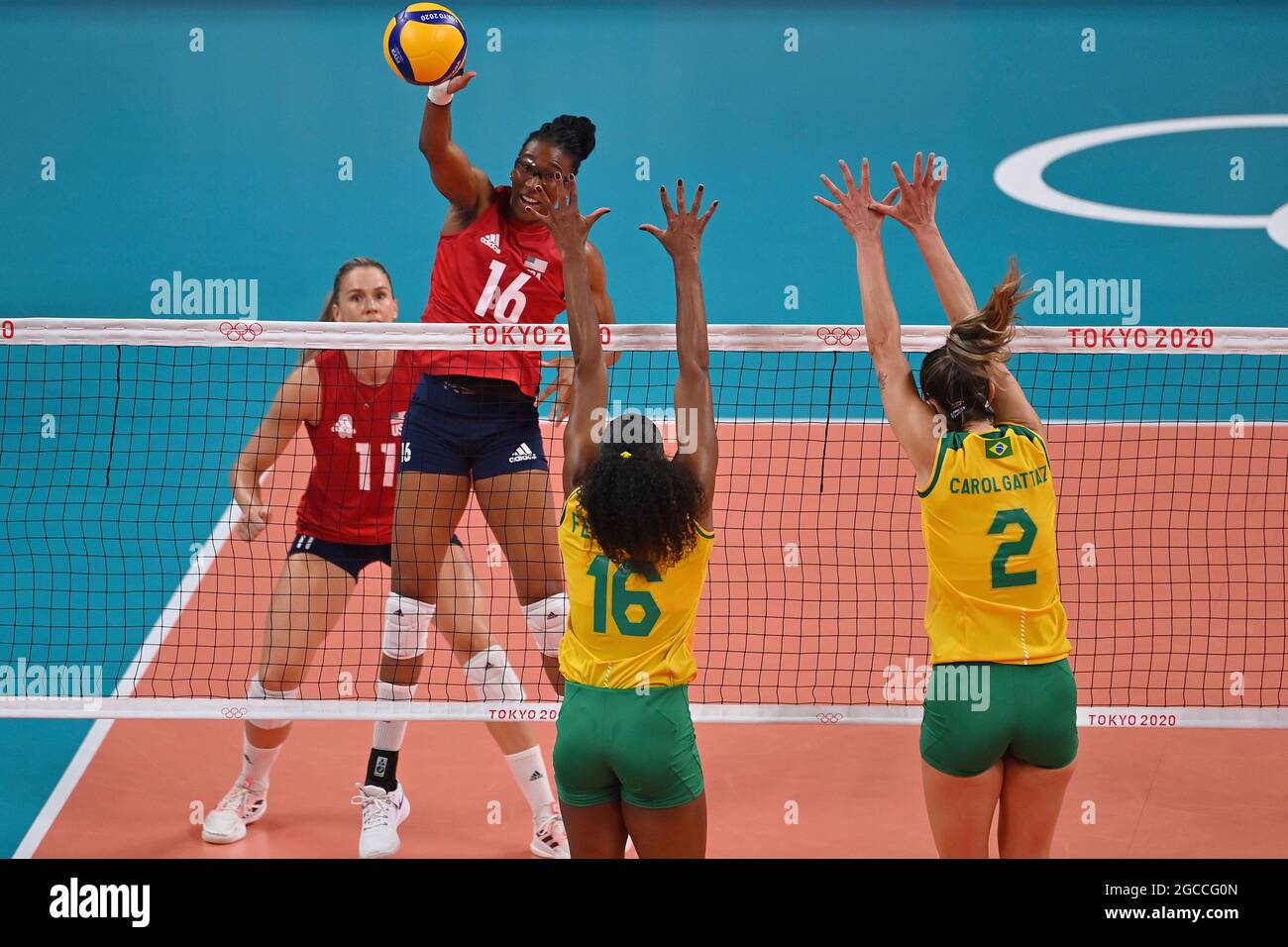 Tokyo, Japan. 08th Aug, 2021. Brazil (BRA) -United States (USA) 0-3, game scene, action. Volleyball Women`s Gold Medal Match, Final, Women on 08.08.2021, Ariake Arena