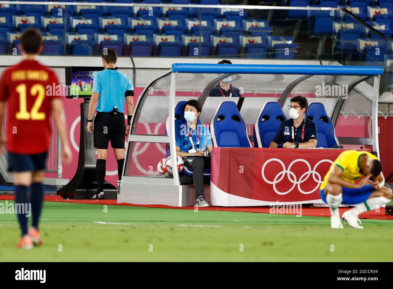 Tokyo Japan 07th Aug 21 Var Video Evidence Video Referee Var Brazil Spain Bra Esp 2 1 After Extension Aet Football Men S Final Football Men Gold Medal Match At International