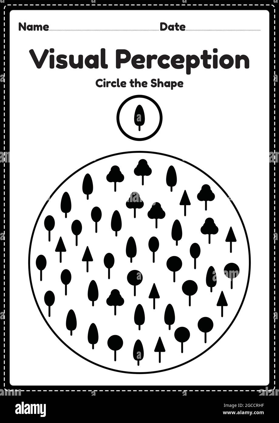 Visual perceptual activity skills shapes worksheet for preschool and