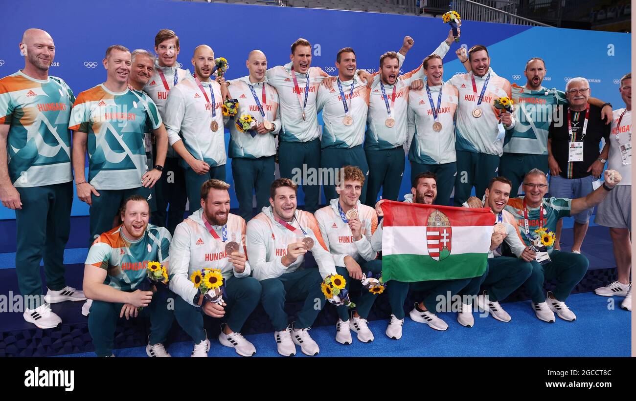 Tokyo 2020 Olympics - Water Polo - Men - Medal Ceremony - Tatsumi Water Polo  Centre, Tokyo, Japan – August 8,