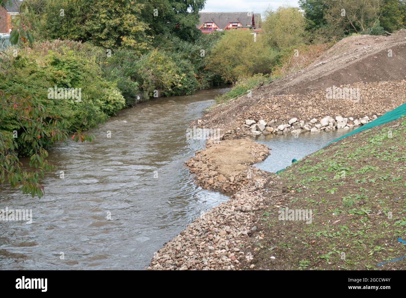 River Trent rerouting in a new naturalised channel between Stoke town