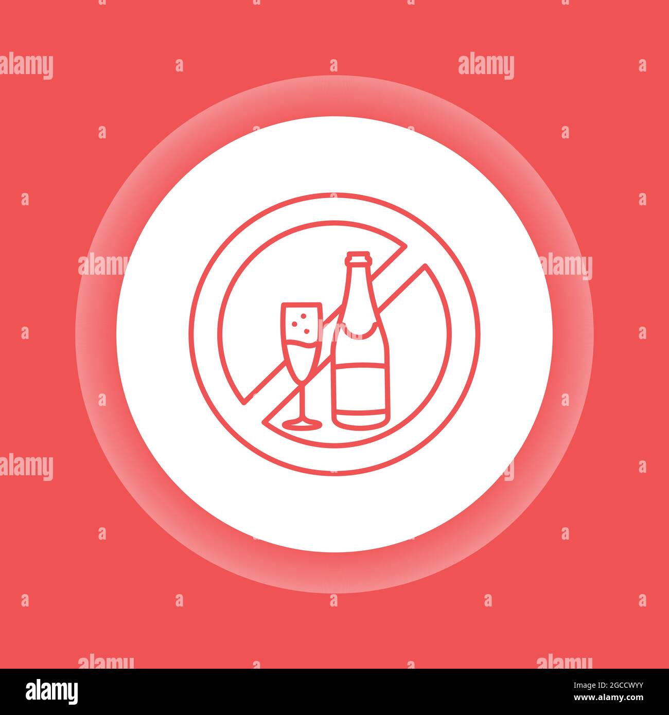 Alcohol allergy color button icon. Healthy lifestyle. Alcohol
