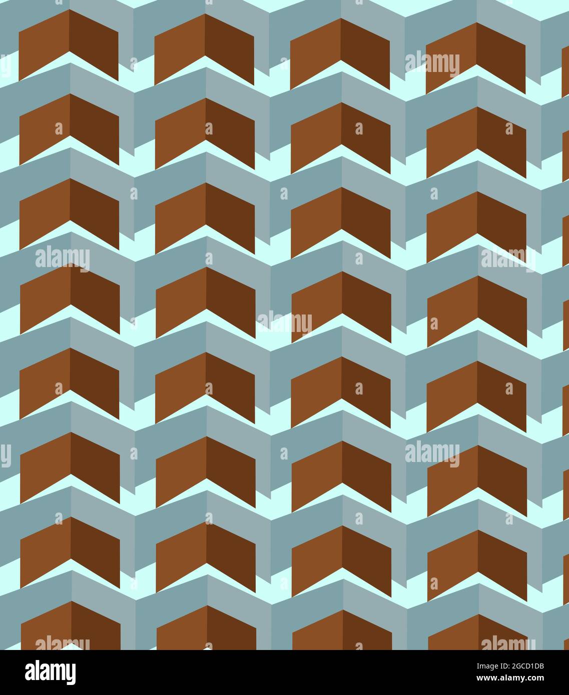 Rhombus in different Shapes in Brown, grey, cyan, Graphic pattern Stock Photo