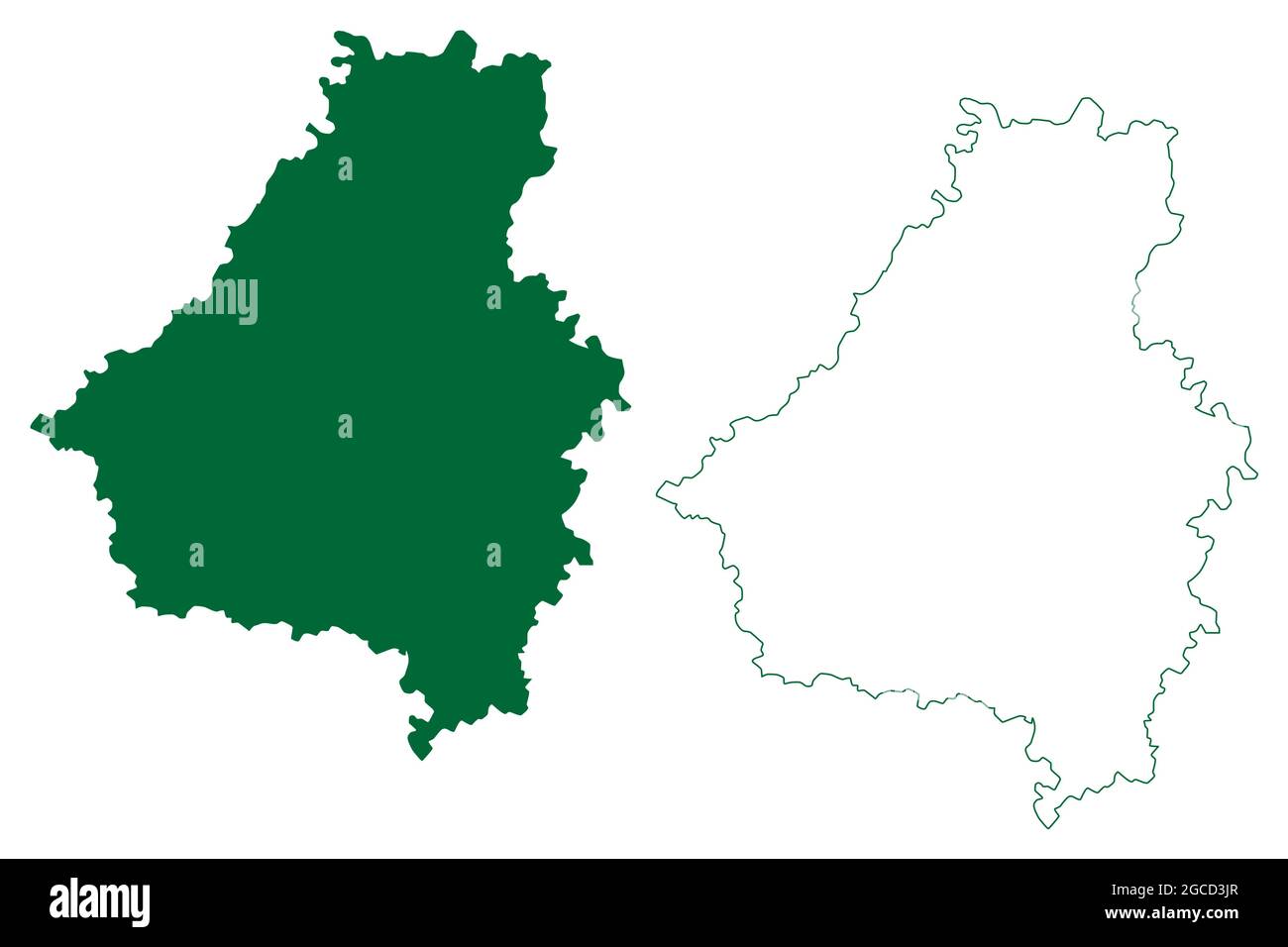 Bareilly district (Uttar Pradesh State, Republic of India) map vector ...