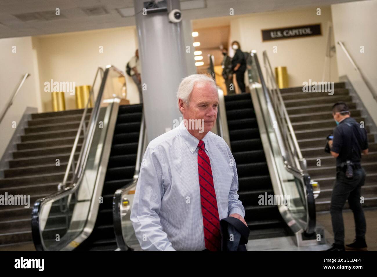 United States Senator Ron Johnson (Republican of Wisconsin) walks through the Senate subway at the US Capitol during a vote in Washington, DC, Saturday, August 7, 2021. Credit: Rod Lamkey / CNP Stock Photo
