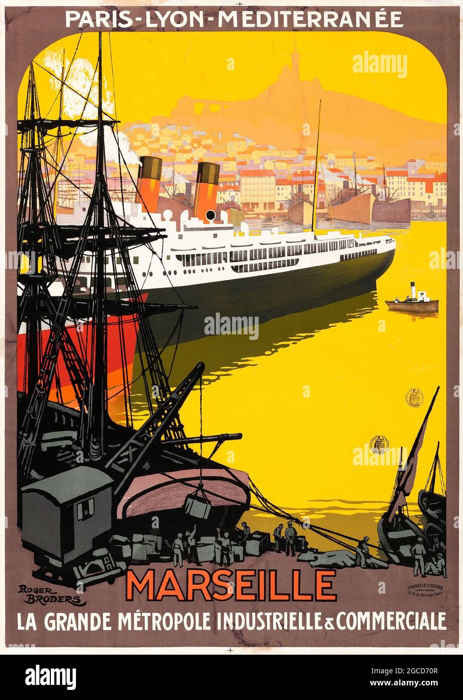 Marseille: La Grande Metrople Industrielle & Commerciale (1920s). French Travel Poster. Roger Broders Artwork. Stock Photo