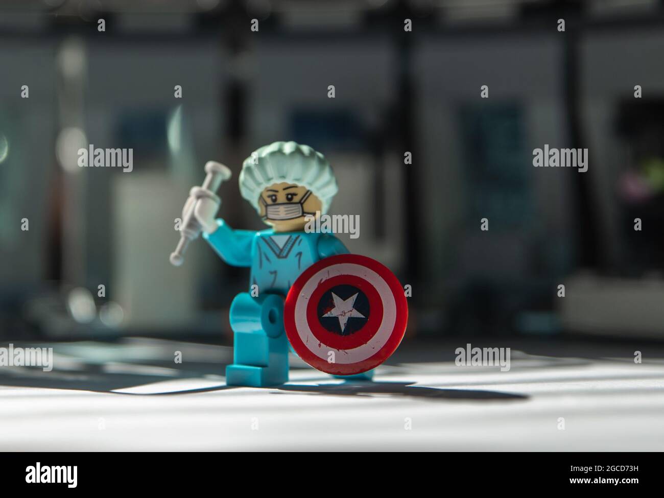 Lego minifigure of hero medic Stock Photo