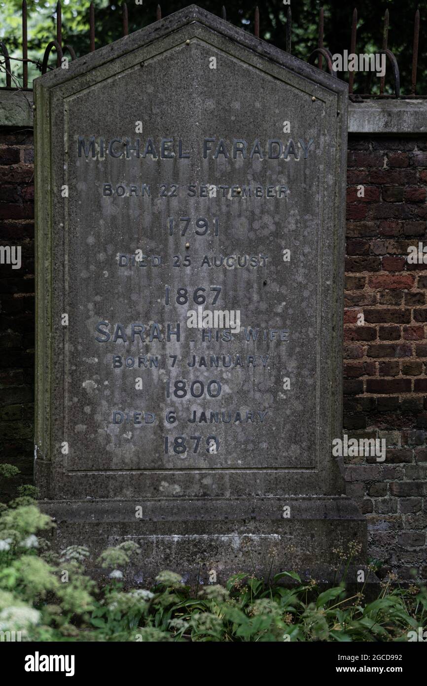 Historic gravestone of Michael Faraday and Sarah his wife in Highgate Cemetery Stock Photo