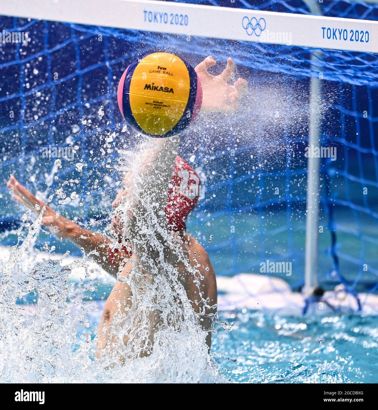 Tokyo, Japan. 8th Aug, 2021. Goalkeeper of Team Serbia Branislav Mitrovic competes during the men's water polo final at Tokyo 2020 Olympic Games, in Tokyo, Japan, Aug. 8, 2021. Credit: Xia Yifang/Xinhua/Alamy Live News Stock Photo