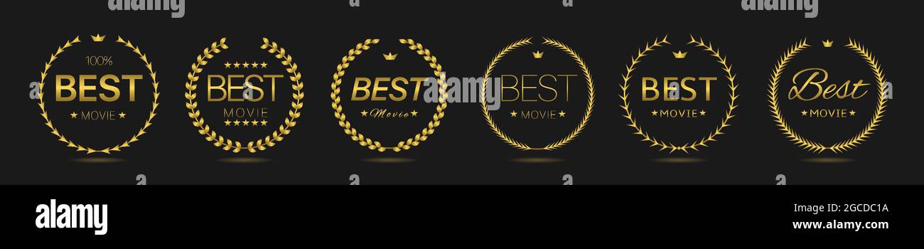 Best movie Golden laurel wreath label set Stock Vector Image & Art - Alamy