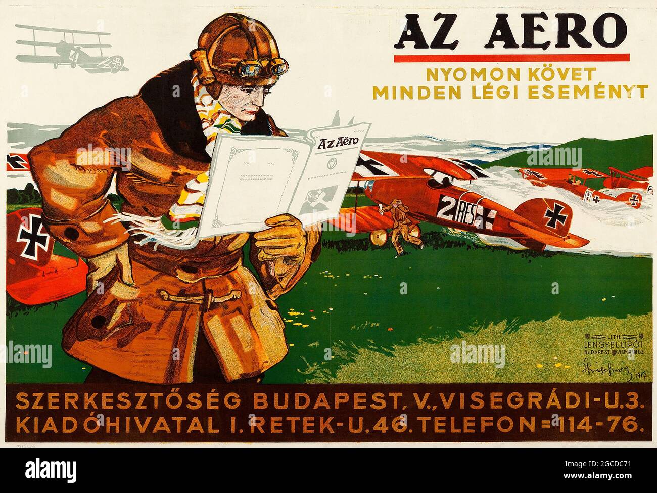 World War I Propaganda (AZ Aero Magazine, 1917). Hungarian Poster. Imre  Spiegel Artwork Stock Photo - Alamy