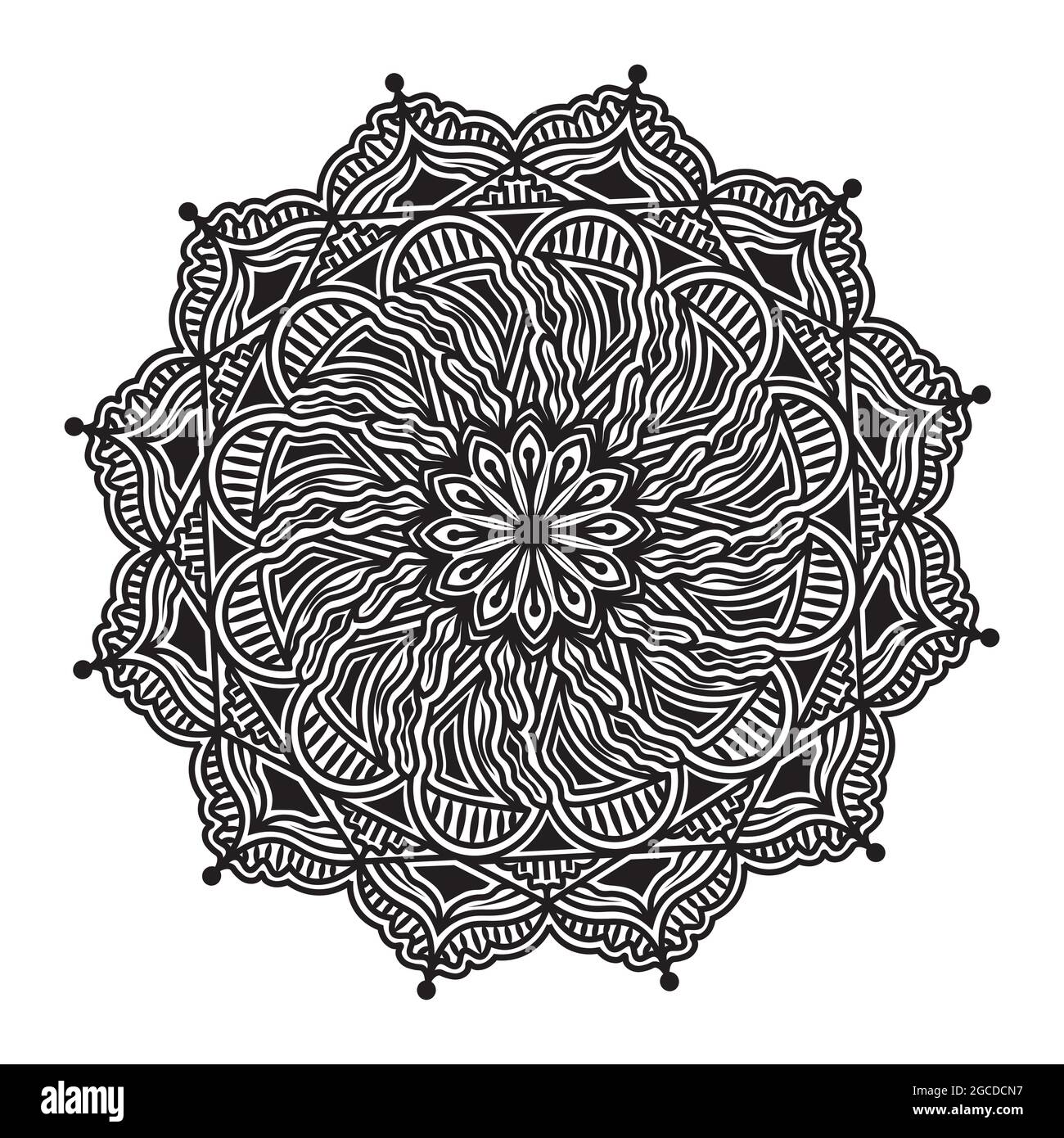 floral line art illustration element drawing of arabesque islamic mandala background design Stock Vector