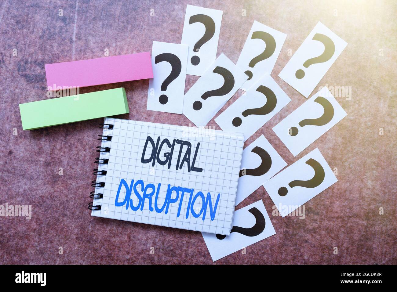 Text showing inspiration Digital Disruption. Word for transformation caused by emerging digital technologies Progress In Solving Problems Breakthrough Stock Photo
