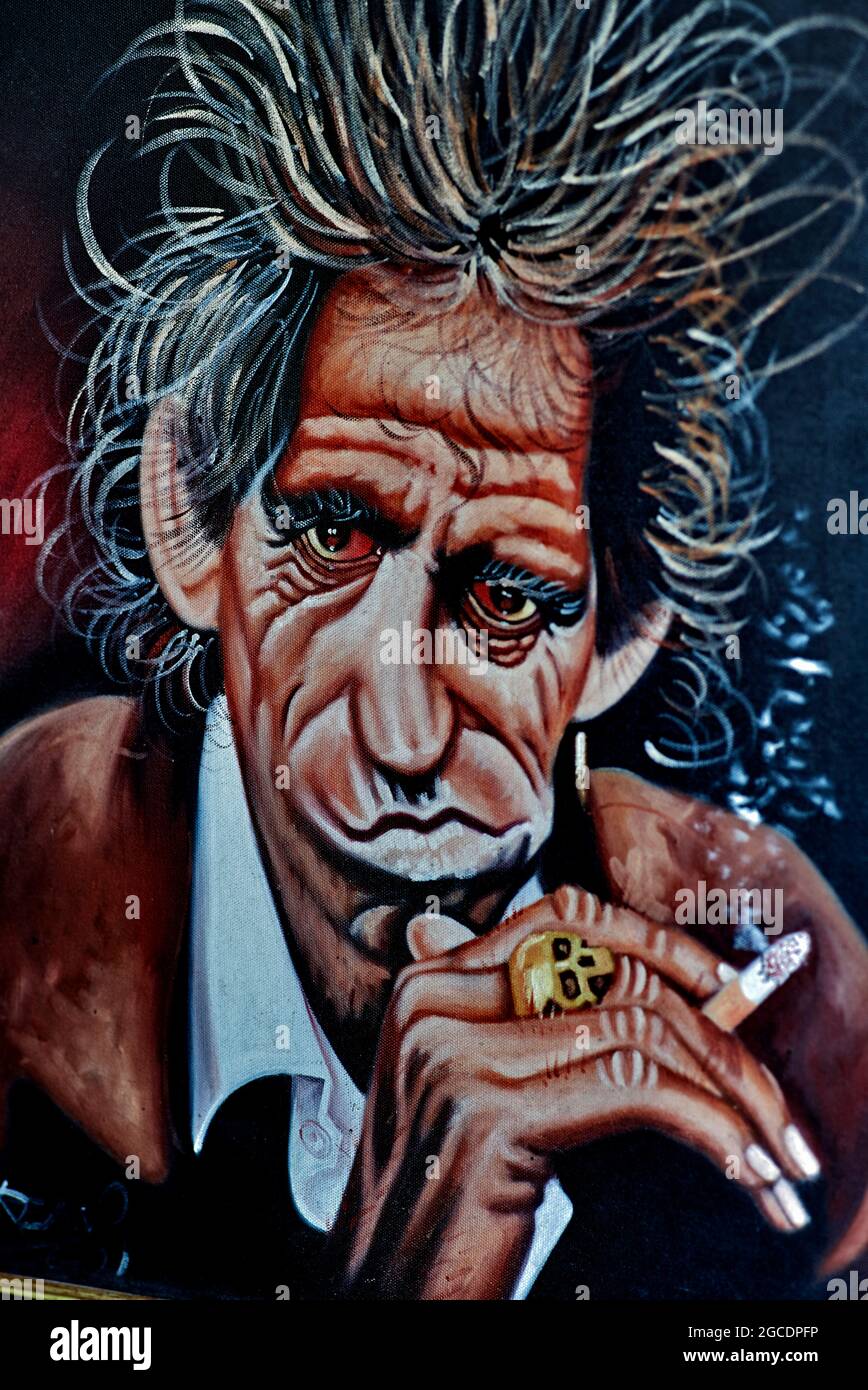 Keith Richards caricature sketch of the Rolling Stones musician Stock Photo