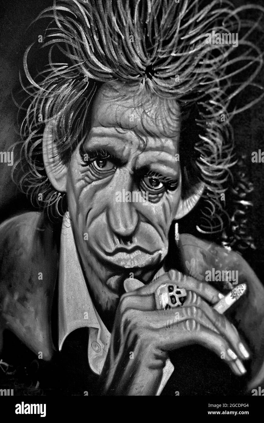 Keith Richards caricature sketch of the Rolling Stones musician. Black and  white photography Stock Photo - Alamy