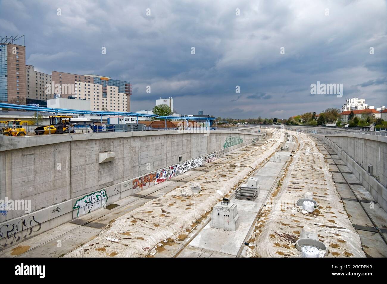 Baustelle fuer A 100 , Tunnel von Grenzallee bis Sonnenallee, Bauabschnitt 16, Berlin Stock Photo