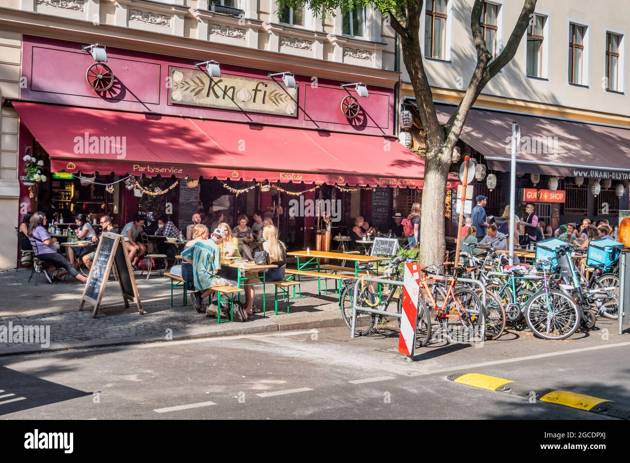 Restaurant Knofi an der Bergmannstrasse, Berlin, Kreuzberg Stock Photo