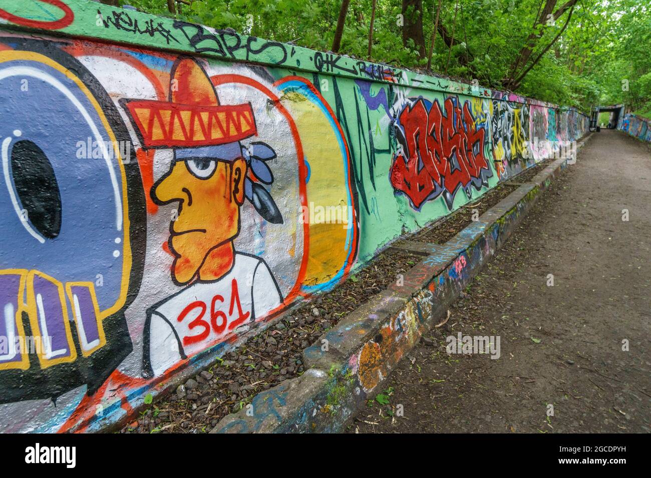 Natur-Park Schoeneberger Suedgelaende , Graffiti, Berlin, Deutschland Stock Photo