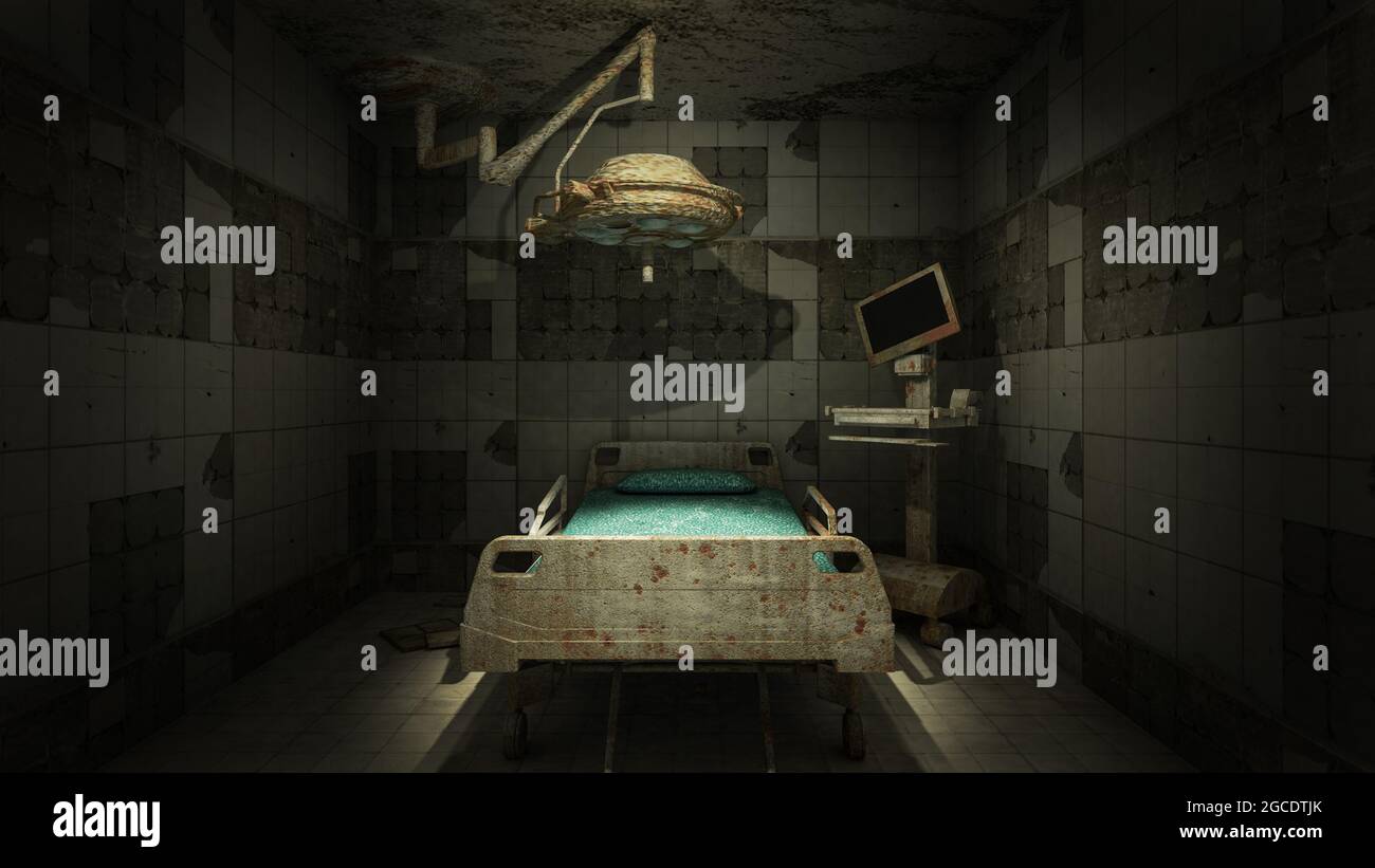 horror and creepy abandoned operating room in the hospital .3D