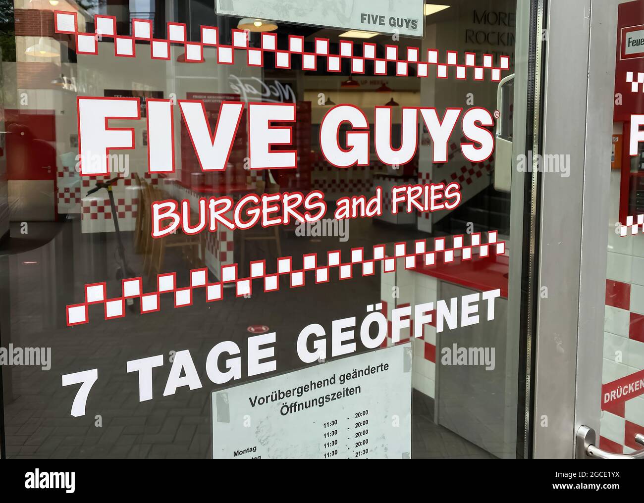 Oberhausen Germany August 7. 2021 View on restaurant window