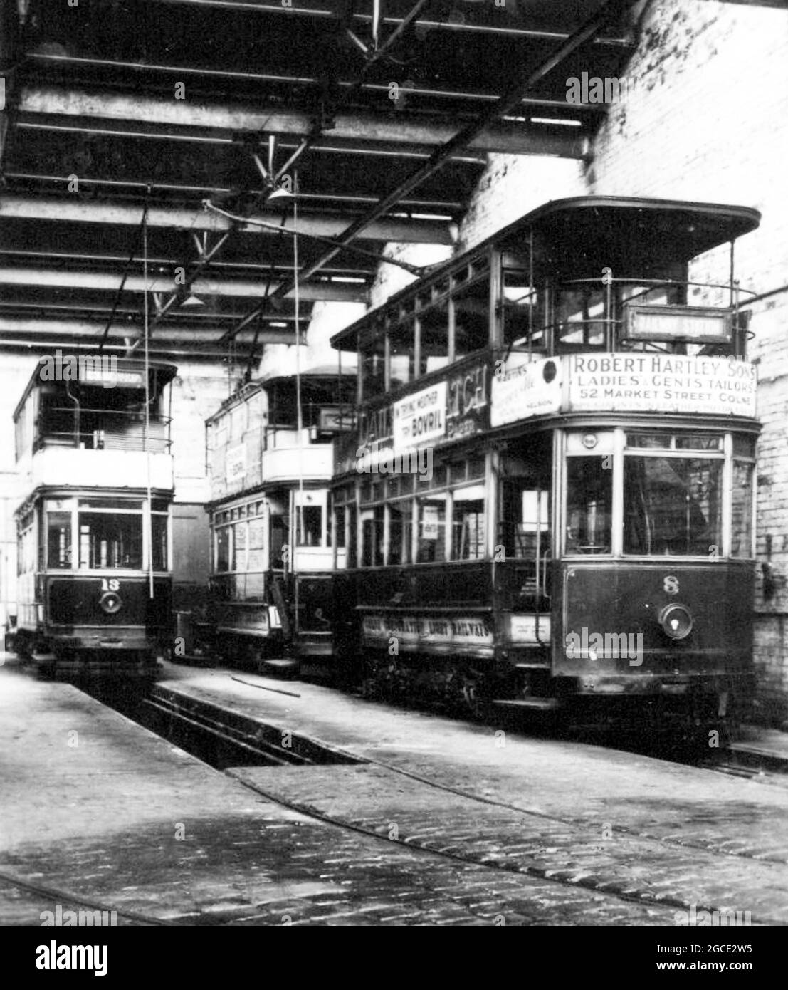 Colne Corporation tram depot, early 1900s Stock Photo Alamy