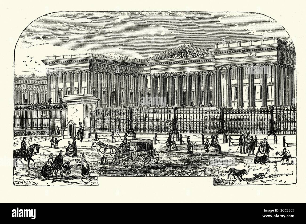 Vintage engraving of British Museum, London, England. 1893. The British Museum is a museum dedicated to human history, art, and culture, located in th Stock Photo