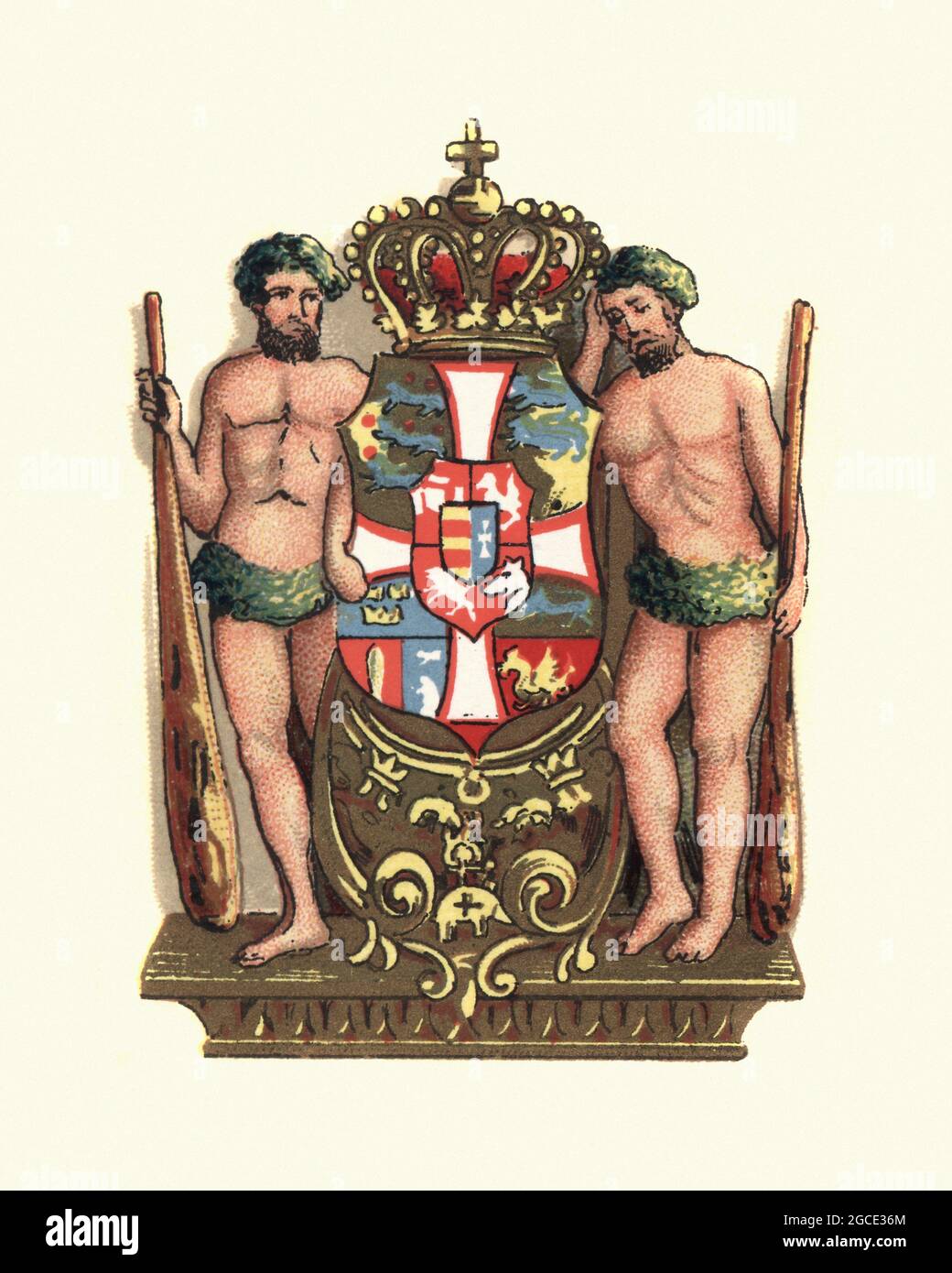coat of arms of Denmark, danish, Victorian 19th Century Stock Photo - Alamy