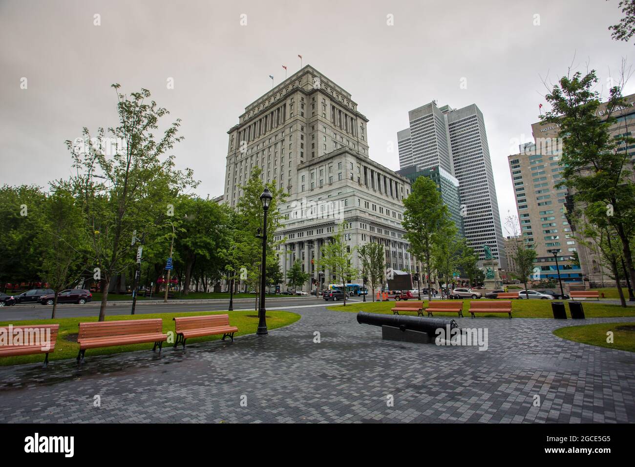 Montreal city downtown Queen Elizabeth Hotel on a cloudy day Stock Photo