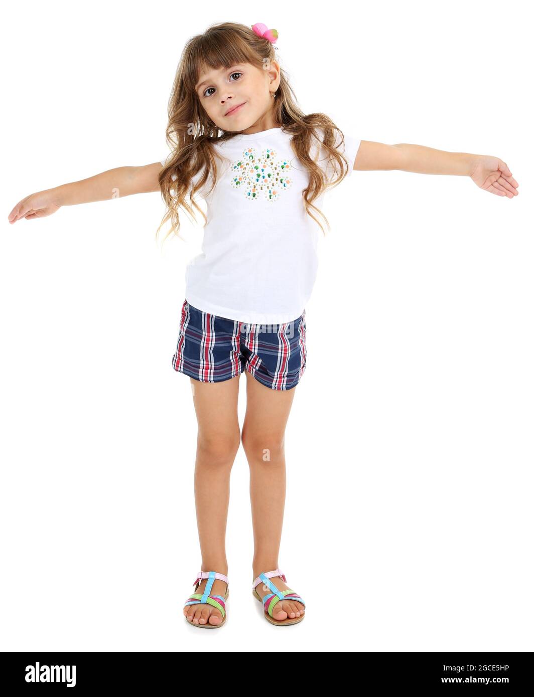 Little girl posing isolated on white Stock Photo - Alamy