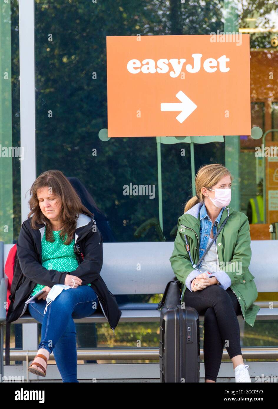 Passengers wearing masks at Bristol Airport during Covid19 pandemic