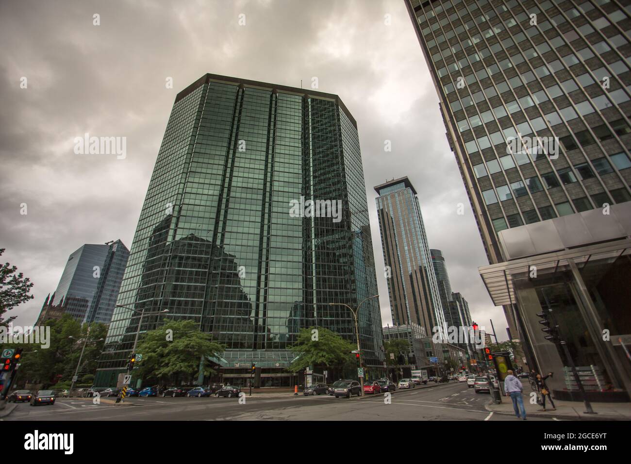 Montreal City Downtown business and financial buildings Stock Photo
