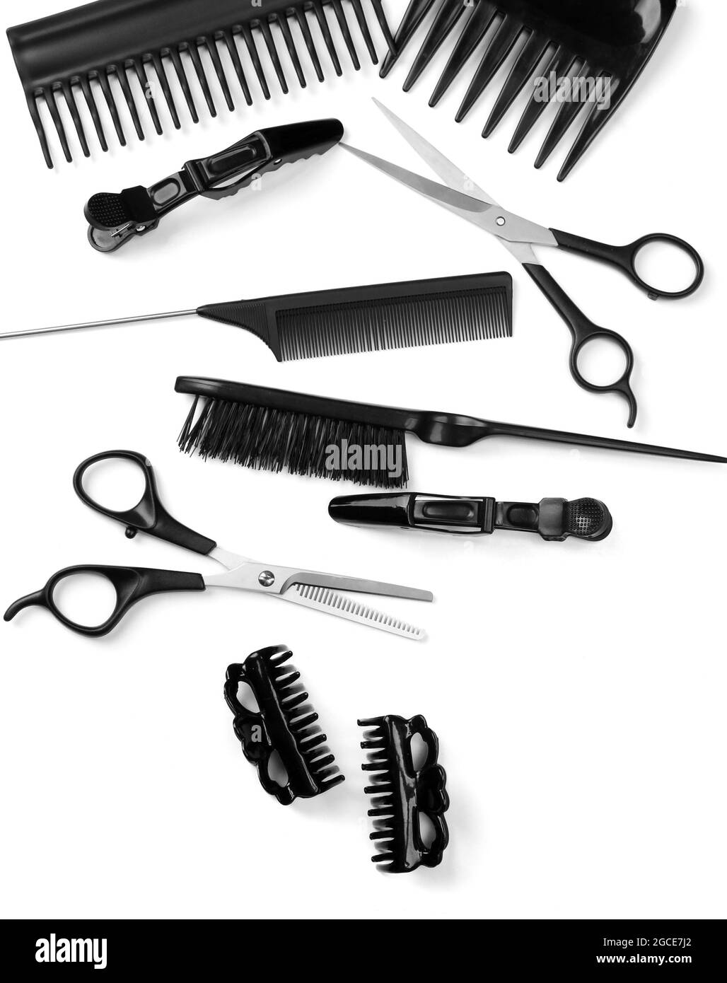 Professional hairdresser tools isolated on white Stock Photo - Alamy