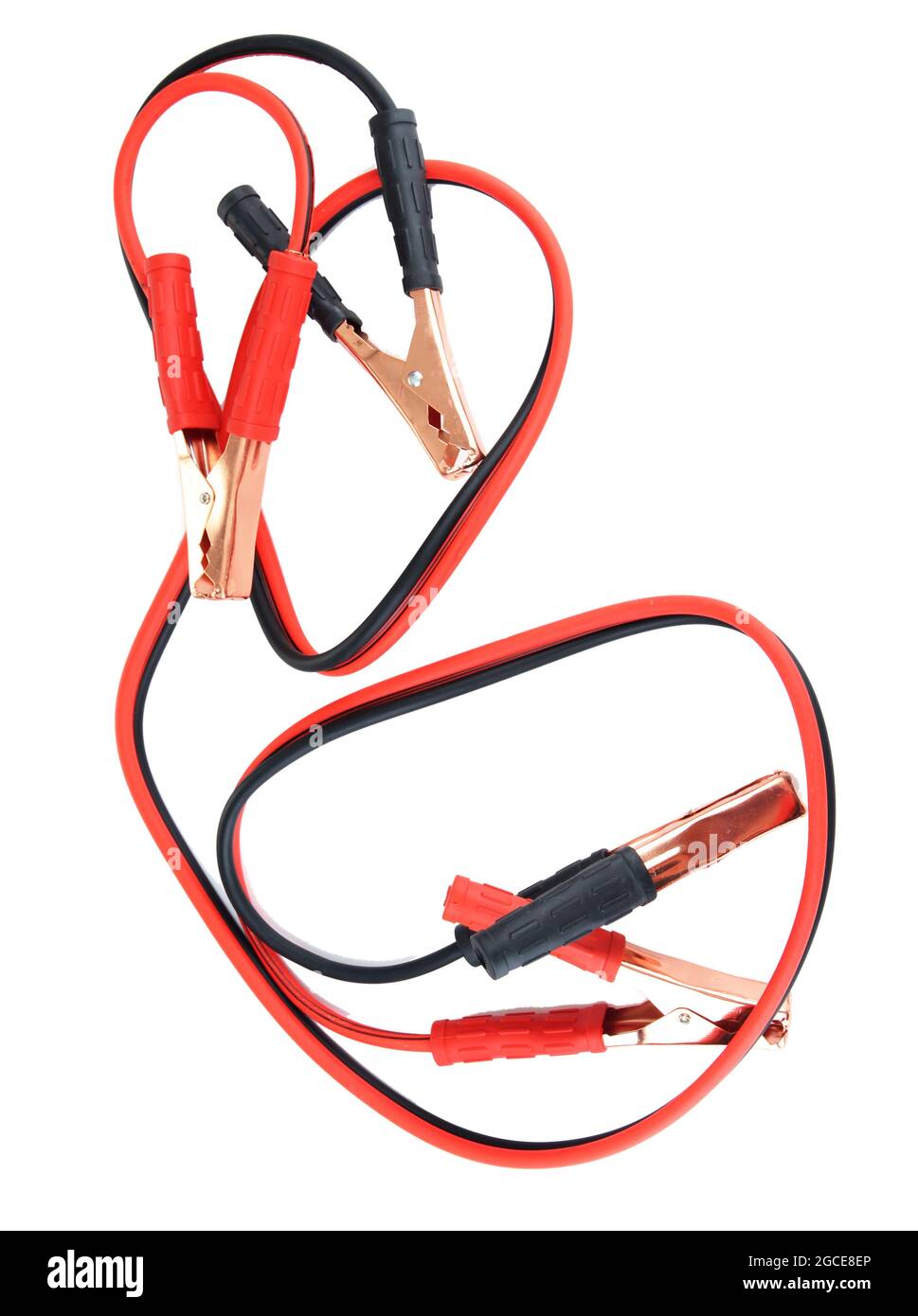 Car battery jumper cables isolated on white Stock Photo Alamy