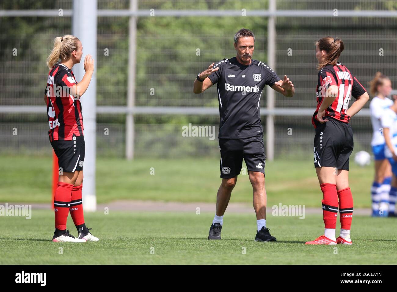 Leverkusen Germany 07 08 21 Test Match Women Bayer 04 Leverkusen Pec Zwolle Melissa Friedrich B04 Head Coach Achim Feifel B04 Juliane W Stock Photo Alamy