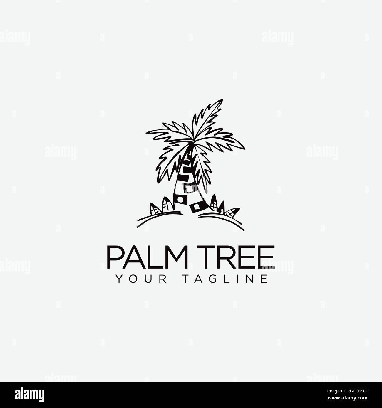 Black Vector Single Palm Tree Silhouette Stock Vector