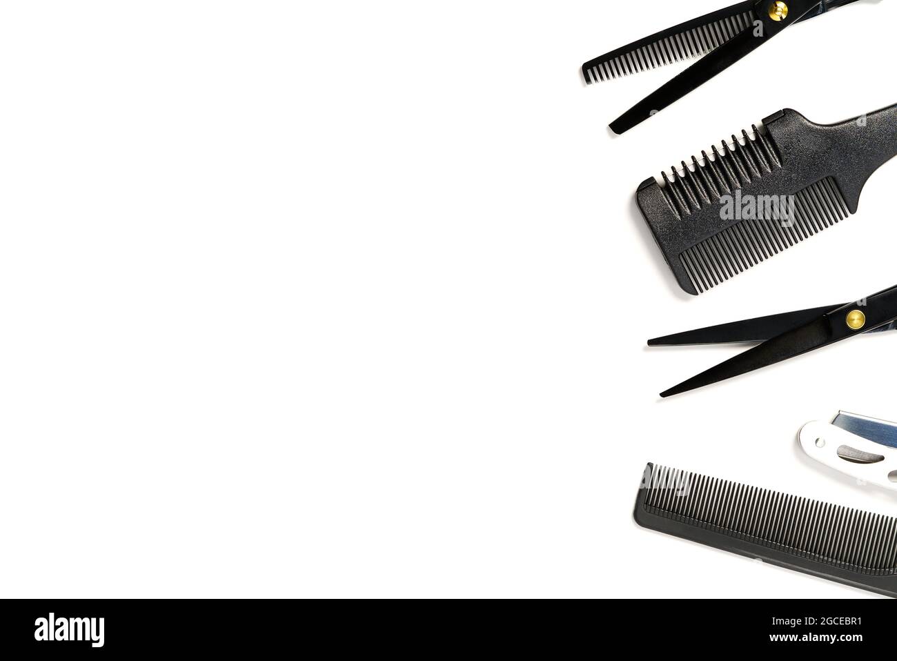 layout on white from scissors and combs for hairdressing services Stock ...